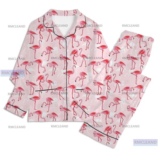 Discover Unisex Flamingo Long Sleeve Pajama Set for Adults
