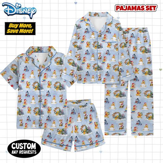Discover Retro Winnie The Pooh Christmas Pajamas, Disney Christmas Pajamas, Pooh Pajasma, Disney Pooh Christmas Pajamas