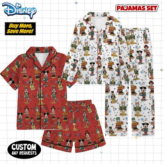 Discover Mickey and Friends Nutcracker Pajamas, Disney Christmas Family Pajamas, Xmas Holiday Outfit, Disneyland Christmas Trip Pajamas