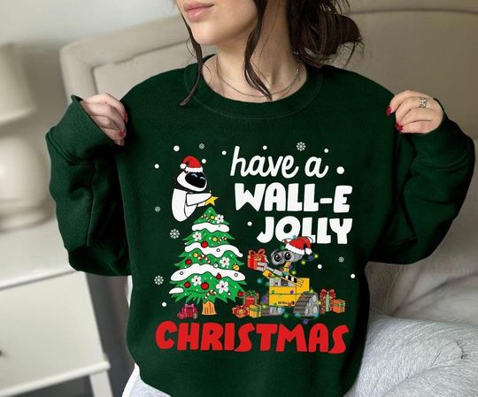 Discover Disney Pixar Wall-E and Eve Have A Jolly Christmas Shirt, Disney Wall-E Xmas Tee, Disneyland Christmas Family Matching Shirt, Magic Kingdom