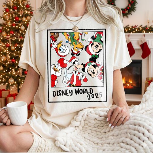 Discover Retro Disneyworld 2025 Christmas Shirt, Vintage Disney Xmas Tee, Retro Walt Disney Shirt, Disneyworld Xmas Matching Tee, Disney Family Trip