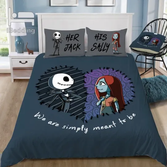 The Nightmare Before Christmas Jack and Sally Duvet Cover Pillowcase Bedding Set