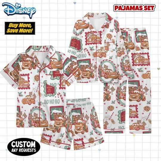 Discover Disney Lightning McQueen Cars Gingerbread Pajamas Set, Lightning McQueen Cars Xmas Christmas Pajamas Adult, Lightning McQueen Cars Pajamas