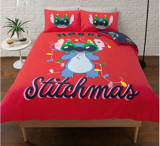 Discover Stitch Disney Christmas King Size Duvet Cover Set Bedding Stitchmas Reversible