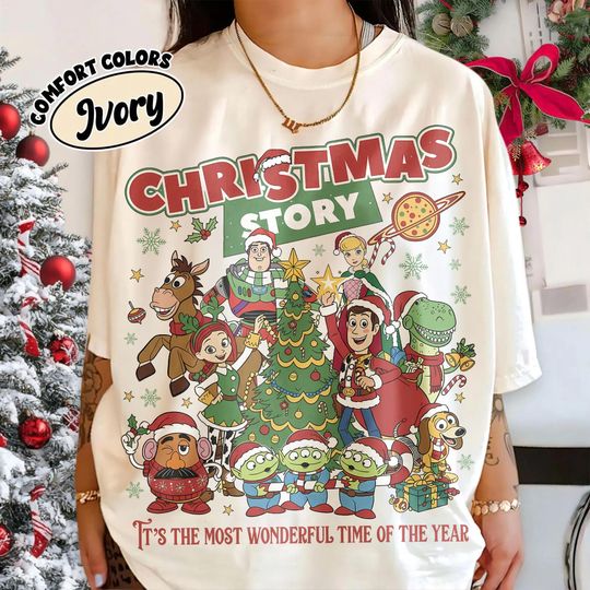 Discover Retro Disney Pixar Toy Story & Friends Christmas Shirts, It's The Most Wonderful Time of The Year Shirt, Very Merry Christmas Party 2025 Tee