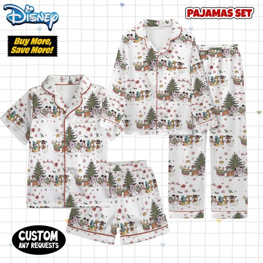 Discover Vintage Snowman Pajamas,  Disney Mickey Christmas Pajamas ,Cartoon Mickey and Friends Christmas Party, Mickey And Friend Christmas Pajamas