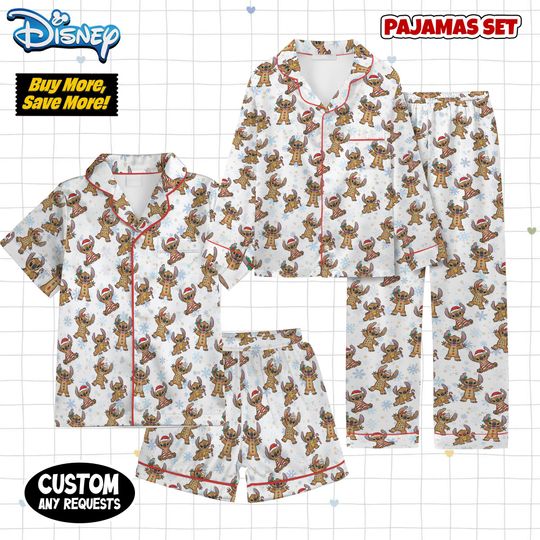 Discover Retro Stitch Gingerbread Christmas Pajamas, Stitch Christmas Pajamas, Disney Gingerbread Pajamas, Disney Christmas Pajamas