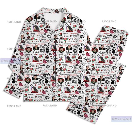 Selena Quintanilla Unisex Long Sleeve Pajama Set, Sleepwear, Silk Nightwear for Adults