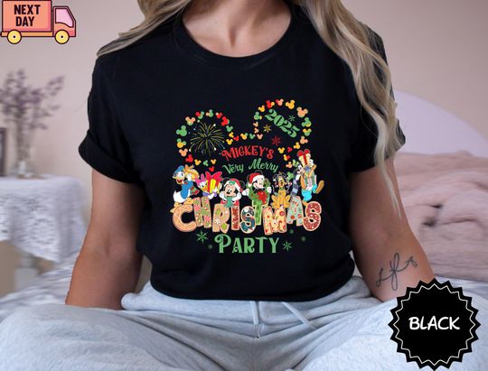 Discover Mickey's Very Merry Christmas Party 2025 Shirt, Disney Santa Mickey And Minnie Custom Tee, Disneyland Vacation Family Matching Trip Gift