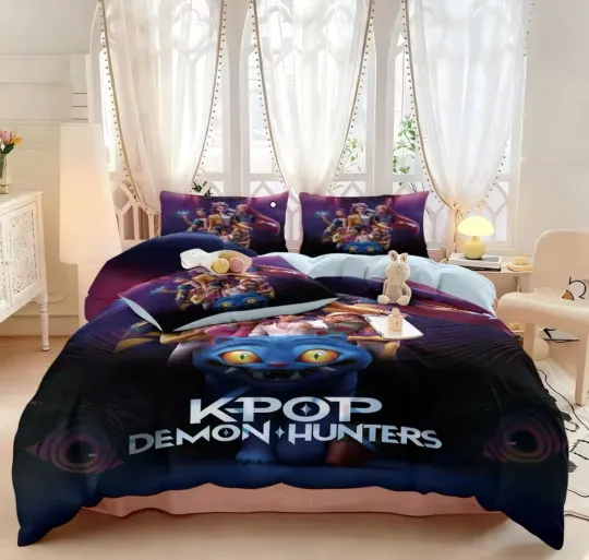 K-Pop Demon Hunters Bedding Single Size Bedding Duvet Cover Two Pillowcases