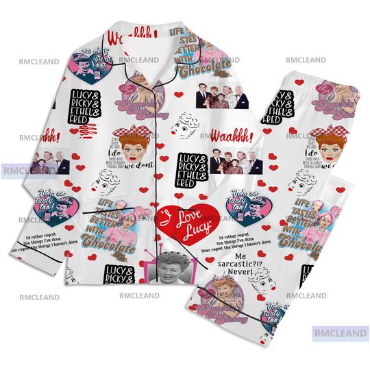 I Love Lucy Sitcom Unisex Long Sleeve Adult Pajama Set