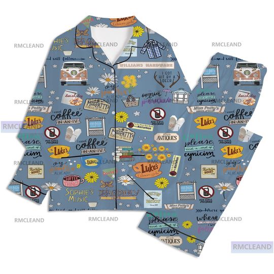 Gilmore Girls Unisex Long Sleeve Pajama Set, Silk Sleepwear for Adults