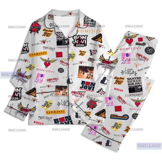 Discover Bon Jovi Unisex Long Sleeve Pajama Set - Silk Sleepwear for Adults
