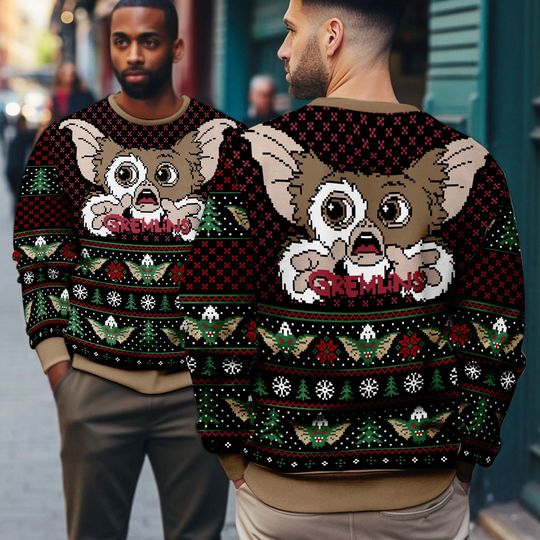 Discover Gizmo Gremlins Ugly Christmas Sweater, Gremlins Christmas Movie Ugly Sweater, Gremlins Family Xmas Sweatshirt, Christmas Party 2025 Gifts
