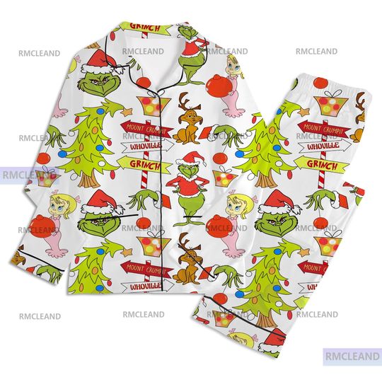 Discover Funny Character Christmas Unisex Long Sleeve Pajama Set for Adults