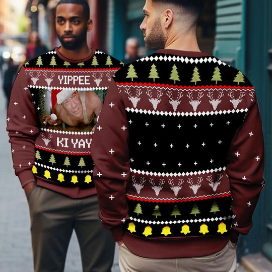 Discover Yippe Ki-Yay Die Hard Ugly Christmas Sweater, McClane Winter Die Hard Ugly Sweater, Xmas 2025 Gifts, Die Hard Movie Ugly Christmas Sweater