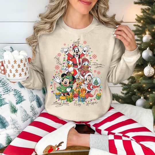 Discover Mickey & Friends Santa Disney Christmas Shirt, Mickey's Very Merry Christmas Party 2025, WDW Disneyland Holiday Family Christmas Sweatshirt
