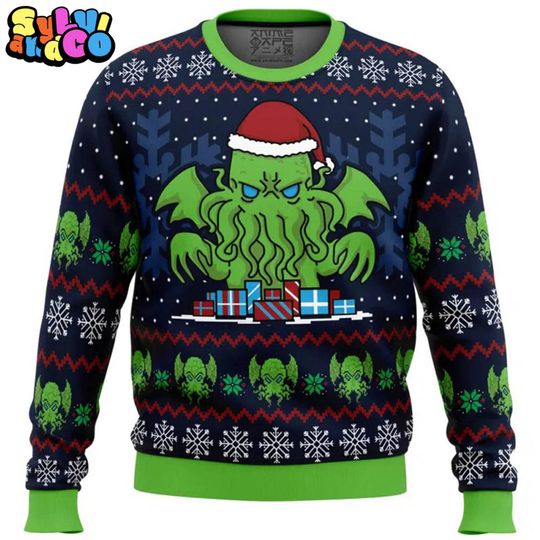 Discover Call Of Christmas Cthulhu Ugly Sweater, Cthulhu Ugly Christmas, Ugly Holiday, Xmas 2025 Party Sweater, Merry Cthulmas Octopus Sweatshirt