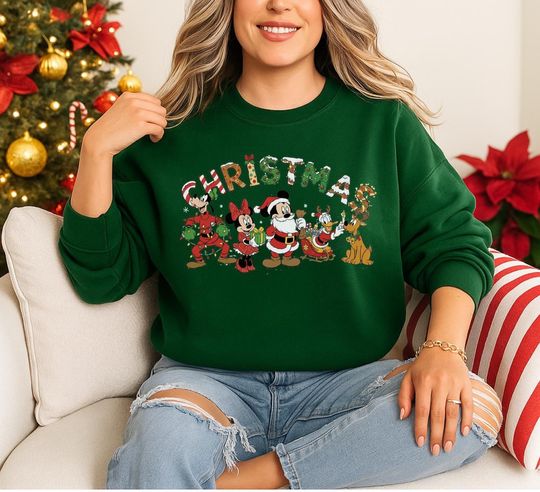 Discover Mickey and Friends Santa Christmas Sweatshirt, Disneyland Christmas Sweatshirt, Disney Matching Family Sweatshirt, Disney Christmas Party 2025