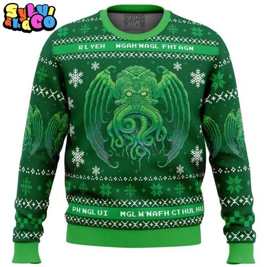 Discover Call Of Christmas Cthulhu Ugly Sweater, Cthulhu Ugly Christmas, Vacation Holiday, Xmas 2025 Party Sweater, Merry Cthulmas Octopus Sweatshirt