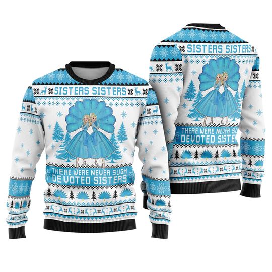 White Christmas Haynes Sisters Ugly Sweater, Retro Movie Christmas Pullover