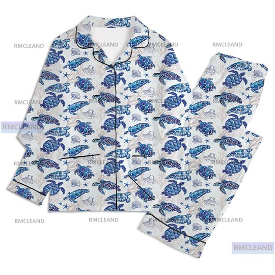 Discover Turtle Unisex Long Sleeve Adult Pajama Set, Sleepwear & Loungewear