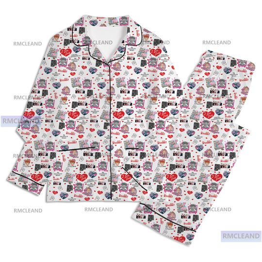 I Love Lucy Unisex Long Sleeve Pajama Set, Silk Sleepwear for Adults