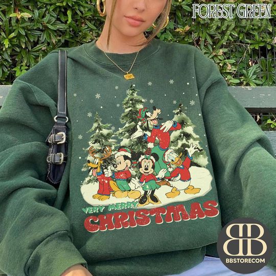 Discover Mickey's Very Merry Christmas Party 2025 Sweatshirt, Mickey And Friends Shirt, Disney Family Christmas Shirt, Disney Christmas Tree Shirt