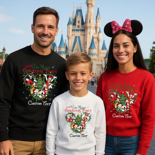 Discover Custom 2025 Disney Christmas Sweatshirt, Personalized Merry Christmas Sweatshirt, Matching Family Disney Christmas, Xmas Group Sweatshirt