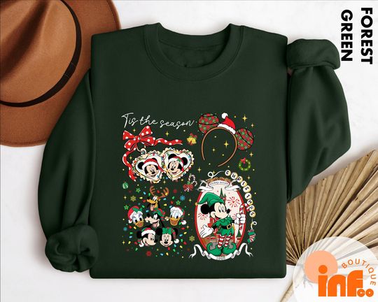 Discover Disney Santa Mickey And Friends Christmas Sweatshirt, Very Merry Party 2025 Shirt,  Disney Xmas Family Vacation Matching Trip Sweatshirt