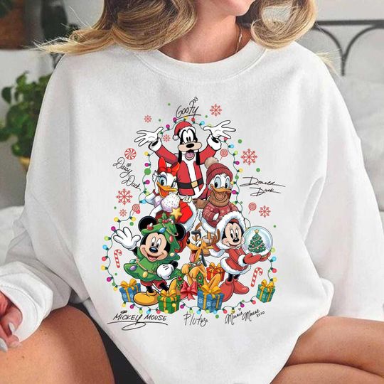 Discover Mickey And Friends Signature Sweatshirt, Mickeys Very Merry Christmas Season Sweatshirt, Disneyland Family Holiday Christmas Sweatshirt