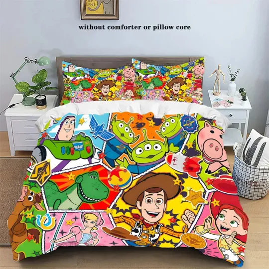 Toy Story Duvet Cover Set Alien Buzz Woody Quilt Cover Pillowcase Set Bedding