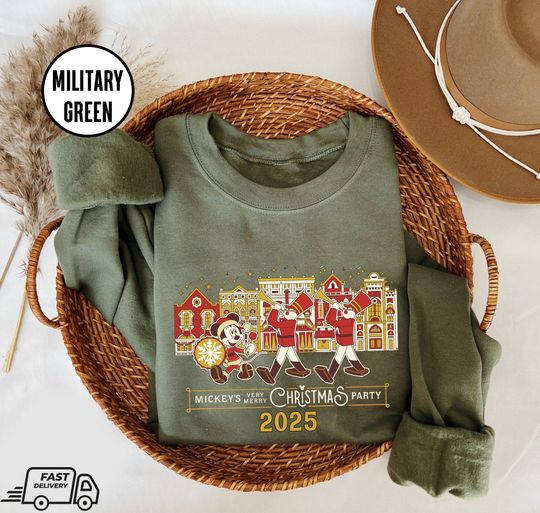 Discover Retro Mickey's Very Merry Christmas Party 2025 Sweatshirt, Disney Mickey And Lead Soldier Shirt, Disneyland Vacation Family Trip Gifts