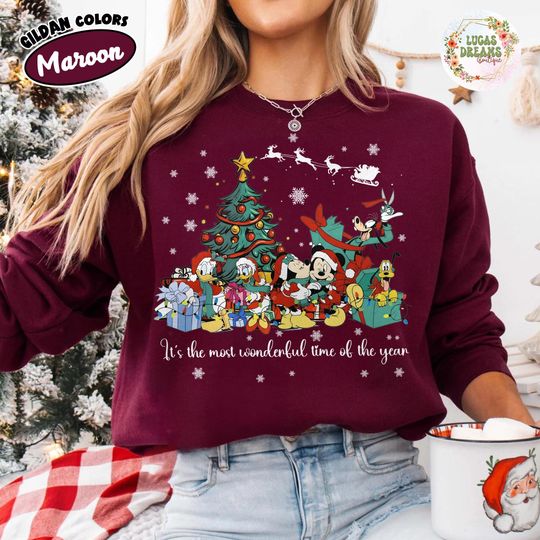 Discover Mickey & Friends Santa Disney Christmas Shirt, Mickey's Very Merry Christmas Party 2025, WDW Disneyland Holiday Family Christmas Sweatshirt