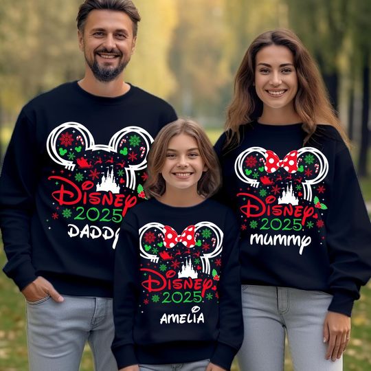 Discover Personalised Disney Christmas 2025 Family Sweatshirt, Custom Matching Trip Crewneck, Mommy Daddy & Me Vacation Gift Xmas Holliday Top S-5400