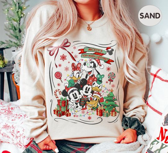 Discover Vintage Mickey's Very Merry Christmas Party Sweatshirt, Disney Christmas Shirt, Mickey And Friends Christmas Shirt, Disney Family Xmas Shirt