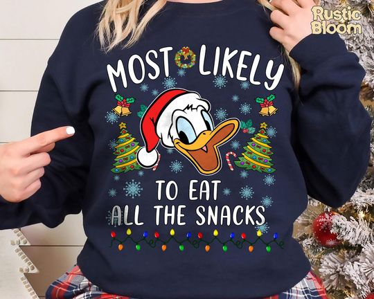 Discover Donald Most Likely To Disney Christmas Sweatshirt, Retro Disney 2025 Xmas Tee, Vintage Disney Holiday Top, 2025 Family Matching Xmas Gift