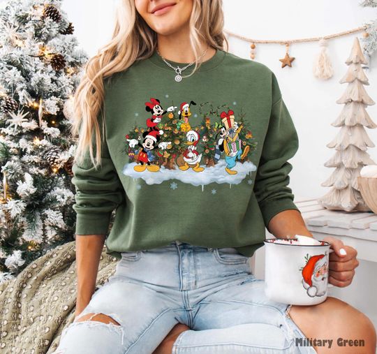 Discover Vintage Mickey and Friends Christmas Sweatshirt, Disney Christmas Shirt, Disneyland Family Christmas Tee, Matching Disney Trip Outfits 2025