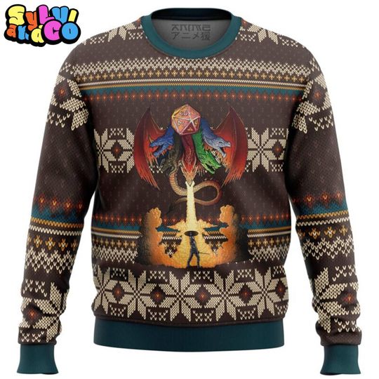 Discover Dungeons and Dragons D20 Ugly Christmas Sweater, Fantasy RPG Gamer Pullover, Geek Holiday Ugly Sweater For Men Women Fans, Xmas 2025