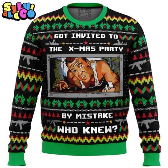Discover John McClane Got Invited To A Christmas Party Die Hard Ugly Christmas Sweater, 90s Movie Ugly Christmas,By Mistake Who Knew, Xmas 2025 Party