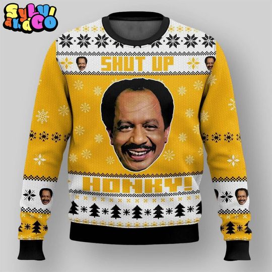 Discover George Jefferson Shut Up Honkey Ugly Sweater 90s Movie Quotes Inspired Ugly Christmas, George Jefferson Lovers, Xmas 2025 Party Sweater
