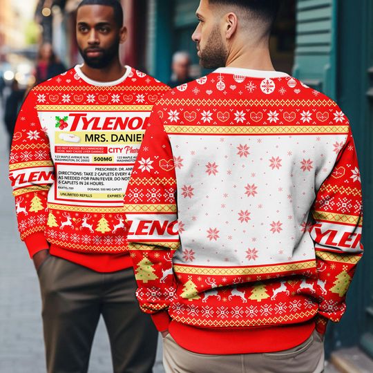 Discover Personalized Tylenol Ugly Christmas, Epsteinaminophen Pharmacy Medicine Cosplay Ugly Sweatshirt, Christmas Party,Xmas Gifts For Nurse Doctor