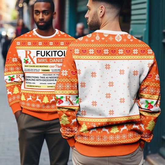 Discover Personalized Fukitol Rx Prescription Ugly Christmas, Pharmacy Medicine Cosplay Ugly Sweatshirt, Christmas Party, Xmas Gifts For Nurse Doctor