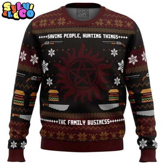 Supernatural Winchester Ugly Christmas, Sam And Dean Holiday Jumper Ugly Sweater