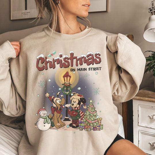 Discover Christmas Sweatshirt, Vintage Disney Christmas On Main Street Shirt, Disney Family Christmas Shirt, Mickey Very Merry Christmas Party 2025