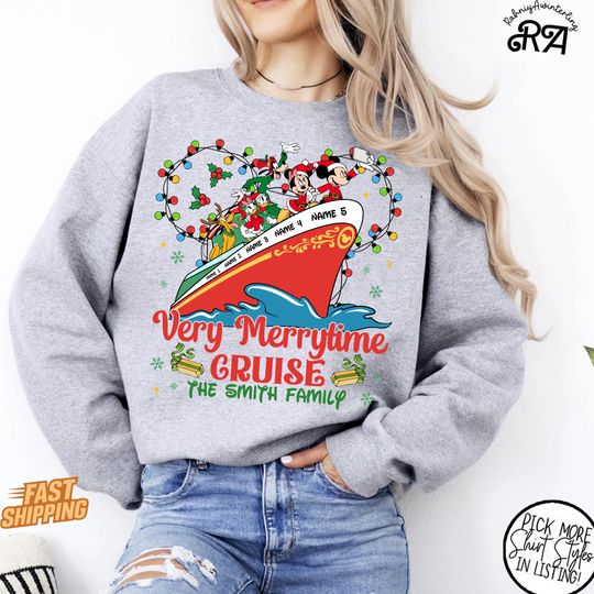 Discover Custom Very Merrytime Cruise Disney Shirt | Family Matching Christmas Cruise Sweatshirt | Disney Cruise 2025 Trip Tee