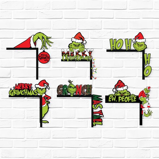 Discover Christmas Door Corner, Christmas Decor for Yard, Porch & Wall, Santa Hat, funny character Christmas Door Decor, Door Trim, Holiday Door Decor, Hoho