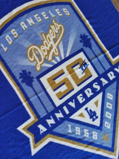 Discover Los Angeles Dodgers 50th Anniversary Fleece Blanket 44”x58” SGA Go Blue Stadium
