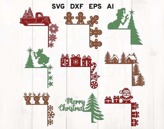 Discover Christmas Door Corner Svg, Christmas svg, Christmas Laser Cut File, Christmas Door Decor, Christmas Wood Decor, Glowforge Svg, Santa Svg