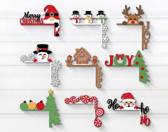 Discover Christmas Door Corners Svg, Christmas Gnome, Gingerman Svg, Christmas Svg, Santa Svg, Christmas Laser cut, Glowforge Svg, Holiday Door Decor
